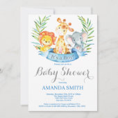 Invitation Safari Jungle Animaux garçon Baby shower Invitatio (Devant)