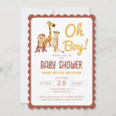 Invitation Safari Jungle Animaux Oh Baby shower Garçon (Devant)