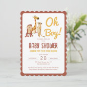 Invitation Safari Jungle Animaux Oh Baby shower Garçon (Debout devant)