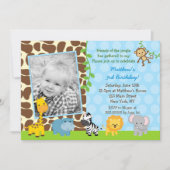 Invitation Safari Jungle Animaux Photo Anniversaire Invitatio (Devant)