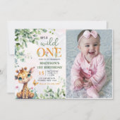 Invitation Safari Jungle Animaux sauvages Un 1er anniversaire (Devant)