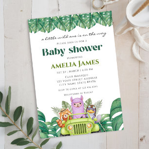 Invitation Safari Jungle Animaux sauvages un garçon Baby show