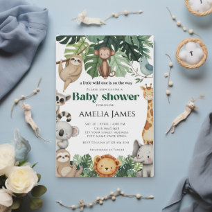 Invitation Safari Jungle Animaux sauvages un garçon Baby show