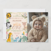 Invitation Safari jungle anniversaire avec photo (Devant)