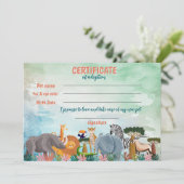Invitation Safari jungle birthday animal adoption certificate (Debout devant)