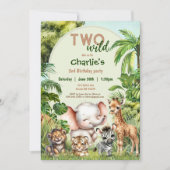 Invitation Safari Jungle Cute Animaux Deux Sauvages 2e Annive (Devant)
