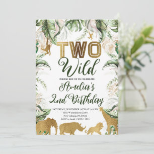 Invitation Safari Jungle Deux Fête d'Anniversaire sauvage
