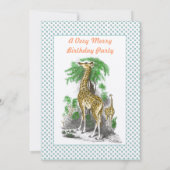 Invitation Safari Jungle Fantaisiste Créatures Girafe Anniver (Dos)