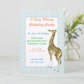 Invitation Safari Jungle Fantaisiste Créatures Girafe Anniver (Debout devant)