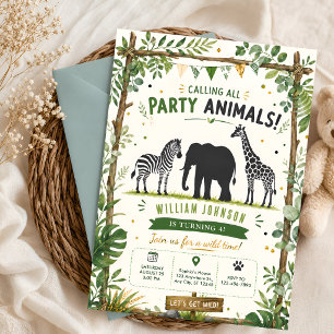 Invitation Safari Jungle Fête Animaux 4e Anniversaire