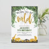 Invitation Safari, Jungle, Forêt, Animal, Né pour être sauvag (Debout devant)