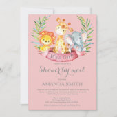 Invitation Safari Jungle Girl Baby shower par la poste (Devant)