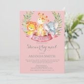 Invitation Safari Jungle Girl Baby shower par la poste (Debout devant)