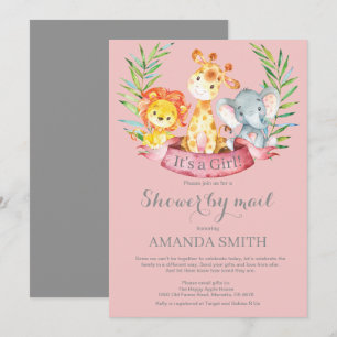 Invitation Safari Jungle Girl Baby shower par la poste