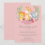 Invitation Safari Jungle Girl Baby shower par la poste (Devant / Derrière)