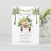 Invitation Safari Jungle Palm Trees Baby shower garçon (Debout devant)