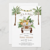 Invitation Safari Jungle Palm Trees Baby shower garçon (Devant / Derrière)