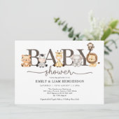 Invitation Safari Jungle sauvage Baby shower d'animaux sauvag (Debout devant)