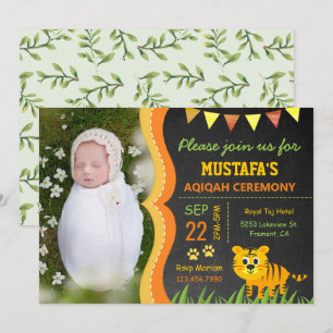 Invitation Safari Jungle Sauvage Bébé Tigre Aqiqah Photo