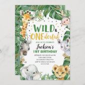 Invitation Safari Jungle sauvage et impénétrable 1er annivers (Devant / Derrière)