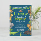 Invitation Safari Jungle sauvage Un animal fête d'anniversair (Debout devant)