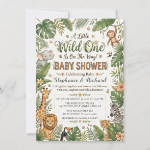 Invitation Safari Jungle Tropical Animal Bébé Sauvage Shower