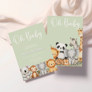 Invitation Safari Jungle tropicale verte Baby shower Animaux
