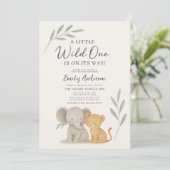 Invitation Safari Jungle Wild One Baby Shower (Debout devant)