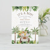 Invitation Safari Jungle Zoo Animaux Baby shower garçon Invit (Debout devant)