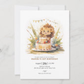 Invitation Safari Lion 1er anniversaire (Devant)