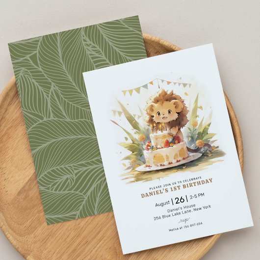 Invitation Safari Lion 1er anniversaire