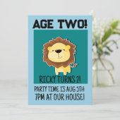 INVITATION SAFARI LION AGE 2 DEUX 2E ANNIVERSAIRE (Debout devant)