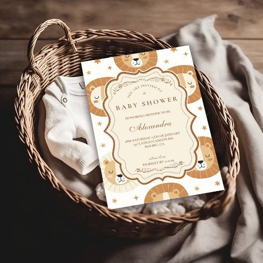 Invitation Safari Lion Neutral Baby Shower