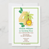 Invitation Safari Lion Quatrième fête d'anniversaire (Devant)