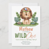 Invitation Safari Lion Tropical Wild One Boy Anniversaire (Devant)
