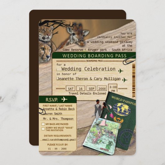 Invitation Safari Mariage extérieur (Devant / Derrière)