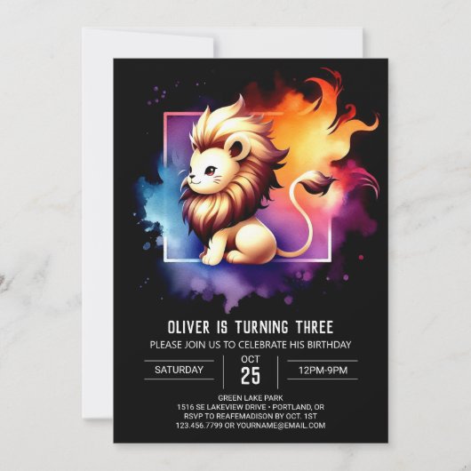 Invitation Safari Minimaliste Lion Anniversaire (Devant)