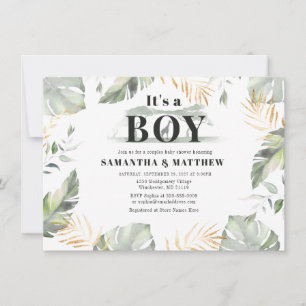 Invitation Safari Moderne à la Girafe Baby Shower Garçon Jung