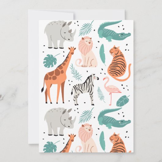 Invitation Safari moderne Animaux sauvages 1er anniversaire f (Dos)