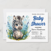 Invitation Safari moderne Enchanted Zebra Boy Baby shower (Devant)