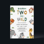 Invitation Safari moderne né Two Be Wild 2e anniversaire<br><div class="desc">Modern Safari Born Two Be Wild 2nd Birthday Invitation mignonne et simple safari thème de deuxième anniversaire invitation pour un garçon avec sept animaux de la jungle et quelques textes multi-motifs. Cette invitation à deux ans doit être sauvage 2ème anniversaire est idéal pour un safari thème deuxième anniversaire pour un...</div>