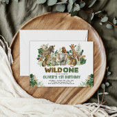Invitation Safari moderne Wild One Jungle Animaux Anniversair