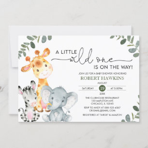 Invitation Safari neutre genre animal sauvage un Baby shower