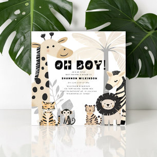 Invitation Safari Oh Garçon Animaux de la Jungle Baby Shower