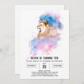 Invitation Safari Online Lion Anniversaire (Devant / Derrière)