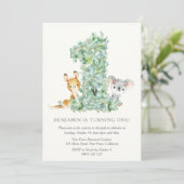 Invitation Safari Party Élégant 1er anniversaire (Debout devant)