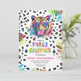 Invitation Safari Pastel, Anniversaire Animaux de Fête Guépar
