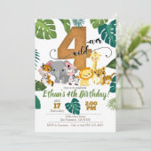 Invitation Safari pour 4e anniversaire (Debout devant)