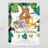 Invitation Safari pour 4e anniversaire (Devant / Derrière)