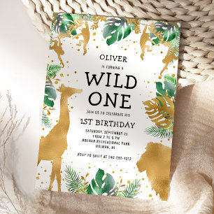 Invitation Safari Premier Anniversaire Vert Or Noir